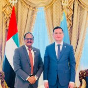 H.E. Rauan Zhumabek, Ambassador of the Republic of Kazakhstan to the UAE, at the Embassy in Abu Dhabi